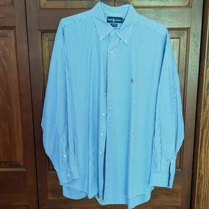 Pin Stripe Button Down. Polo by Ralph Lauren. Yarmouth. 17 1/2  35.